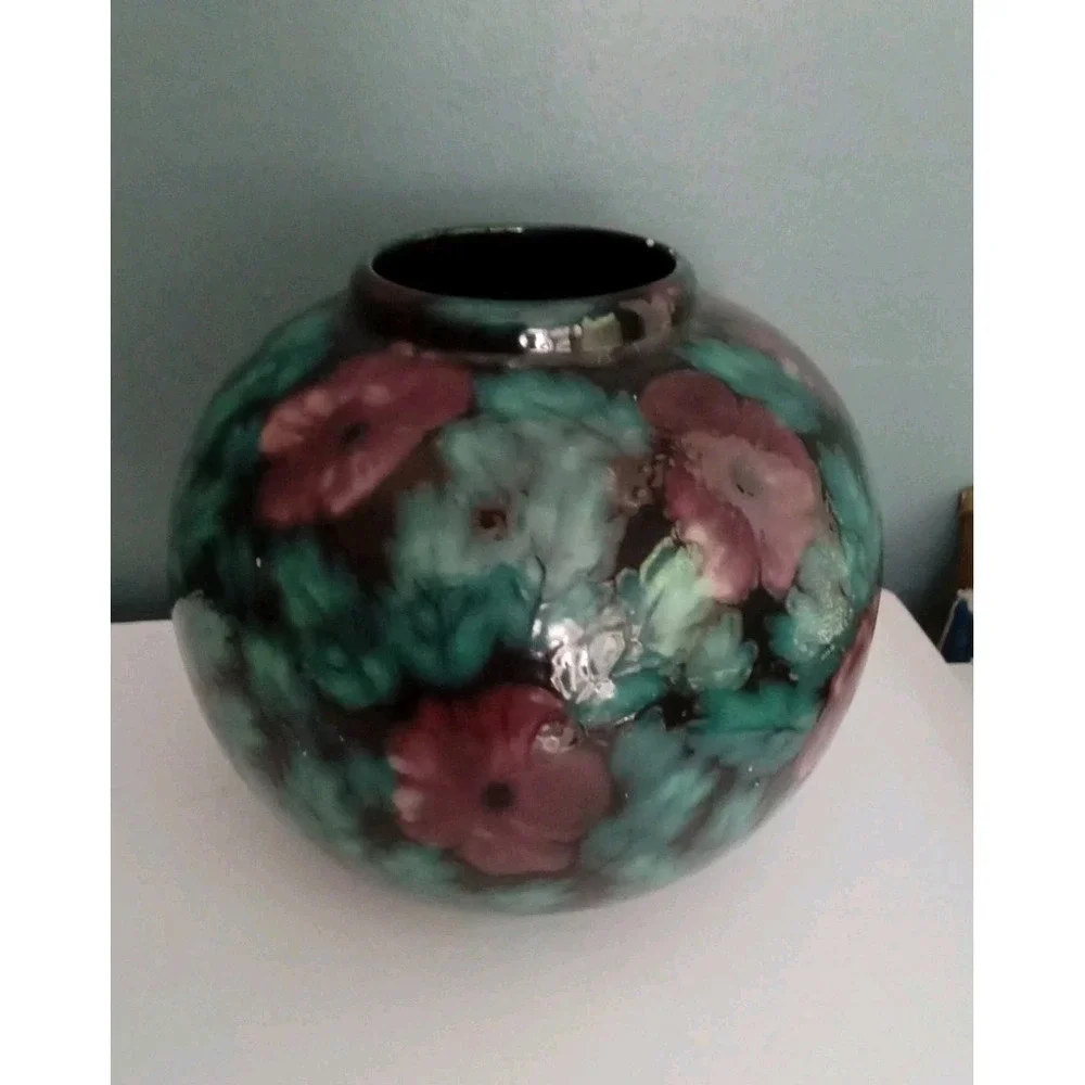 Floral‎ Vase Round Ceramic Accent Decor Table Vase Flower Vase Decor